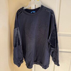 Adidas Long Sleeve Velvet Crewneck Sweatshirt Navy Blue Women’s Size XL